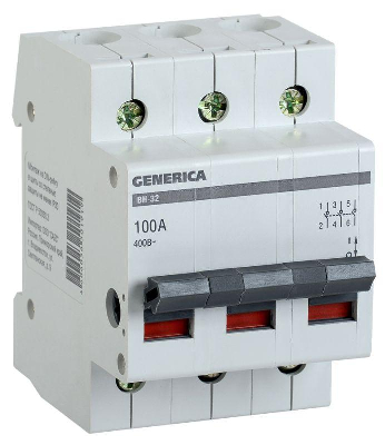 Выключатель нагрузки (мини-рубильник) 3п ВН-32 100А GENERICA MNV15-3-100