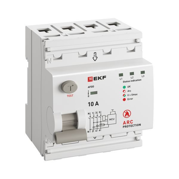 Устройство защиты от дугового пробоя (УЗДП) 3P+N 10А PROxima EKF afdd-4-10-pro