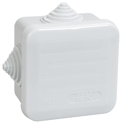 Распределительная коробка/корпус для монтажа на стене и на потолке Коробка распаячная ОП 70х70х40 IP44 КМ41236 (4 гермоввода) IEK UKOZ11-070-070-040-K41-44