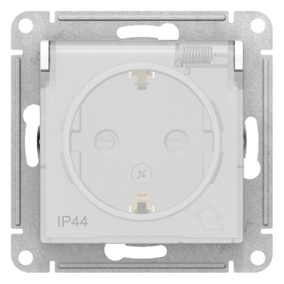 Розетка силовая (штепсельная) Розетка 1-м СП AtlasDesign Aqua 16А IP44 с заземл. защ. шторки с крышкой механизм бел. SE ATN440146