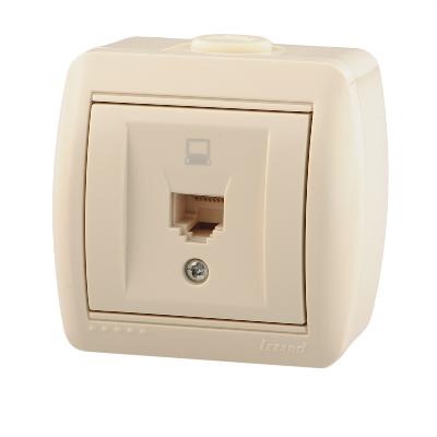 Розетка силовая (штепсельная) Розетка компьютерная 1-м ОП Nata RJ45 16А IP20 крем. LEZARD 710-0300-139