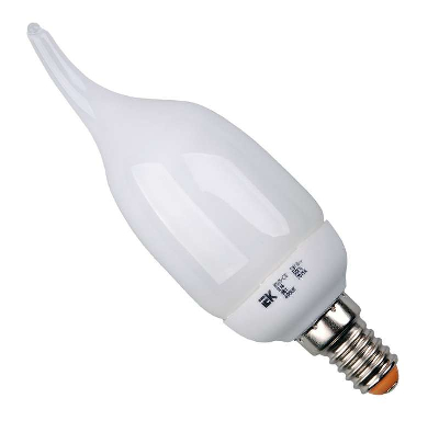 Лампа люминесцентная компакт. КЭЛ-CВ 9Вт E14 свеча 2700К ПРОМОПАК (уп.6шт) IEK LLE61-14-009-2700-S6