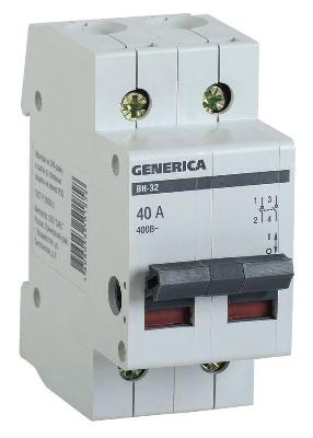 Выключатель нагрузки (мини-рубильник) 2п ВН-32 40А GENERICA MNV15-2-040
