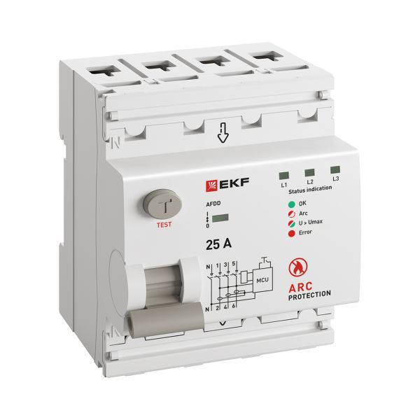 Устройство защиты от дугового пробоя (УЗДП) 3P+N 25А PROxima EKF afdd-4-25-pro