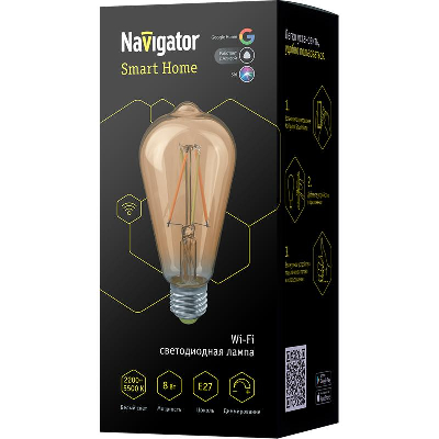 Лампа светодиодная Лампа 80 555 NLL-F-ST64-8-230-WWW-E27-GD-WIFI Navigator 80555