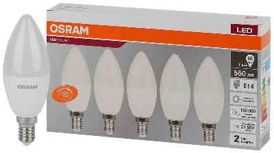 Лампа светодиодная Лампа светодиодная LED Value LVCLB60 7SW/865 7Вт свеча матовая E14 230В 2х5 RU (уп.5шт) OSRAM 4058075577985