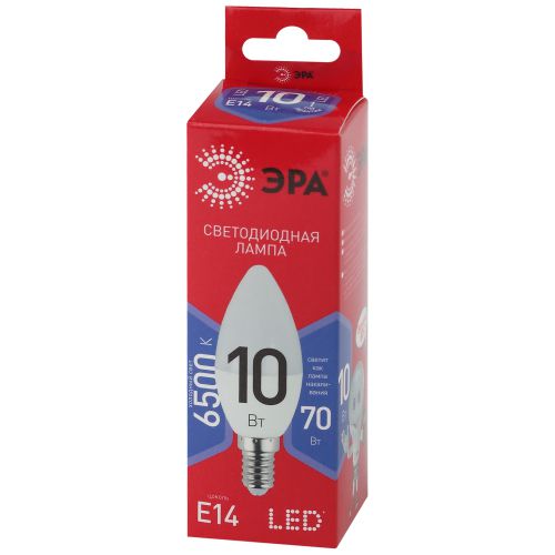 Лампа светодиодная RED LINE LED B35-10W-865-E14 R 10Вт B35 свеча 6500К холод. бел. E14 Эра Б0045337