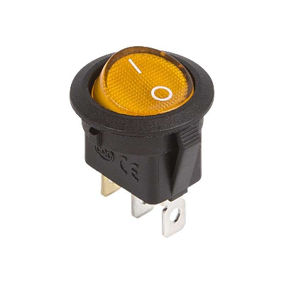 Выключатель клавишный круглый 12В 20А (3с) ON-OFF желт. с подсветкой (RWB-214) Rexant 36-2587