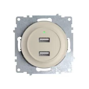 Розетка силовая (штепсельная) Розетка USB 2-м СП Florence 16А IP20 с подсветкой механизм беж. (1E10351301) OneKeyElectro 2260090
