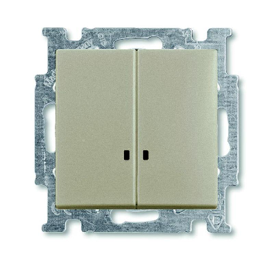 Механизм выключателя 2-кл. 1п СП Basic 55 10А IP20 с клавишей с линзой подсветки с неон. лампой шампань ABB 2CKA001012A2168