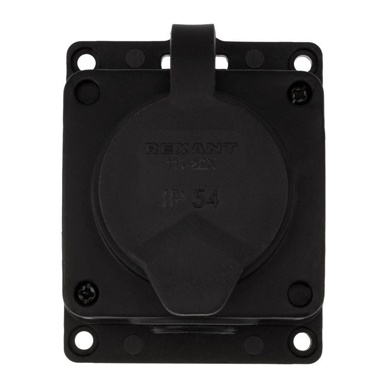 Колодка удлинителя 1-м с заземл. 16А IP54 влагозащ. с защ. крышкой COMPACT каучук черн. Rexant 111-221