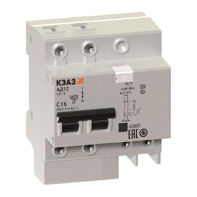 Выключатель автоматический дифференциального тока 2п C 50А 30мА тип A 4.5кА АД12-22 УХЛ4 КЭАЗ 141593