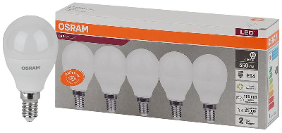 Лампа светодиодная Лампа светодиодная LED Value LVCLP60 7SW/830 7Вт шар матовая E14 230В 2х5 RU (уп.5шт) OSRAM 4058075578104