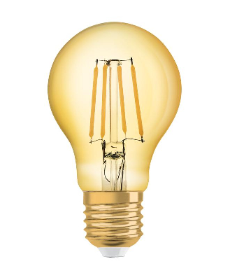 Лампа светодиодная филаментная Vintage 1906 LED CL A FIL GOLD 35 non-dim 4W/824 4Вт тепл. бел. E27 (замена 35Вт) зол. OSRAM 4058075293090