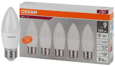 Лампа светодиодная Лампа светодиодная LED Value LVCLB60 7SW/840 7Вт свеча матовая E27 230В 2х5 RU (уп.5шт) OSRAM 4058075578043
