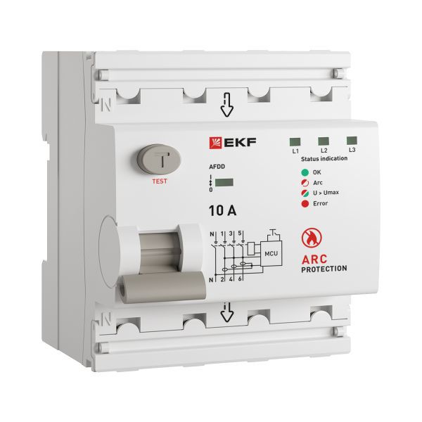 Устройство защиты от дугового пробоя (УЗДП) 3P+N 10А PROxima EKF afdd-4-10-pro