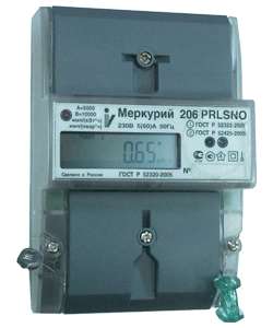 Счетчики электроэнергии Счетчик "Меркурий" 206 RN 1ф 5-60А 1.0/2.0 класс точн. многотариф. оптопорт RS485 ЖКИ Моск. вр. Инкотекс М0000051785