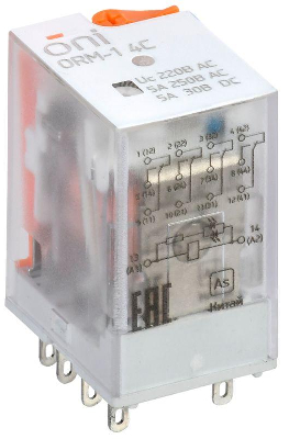 Реле коммутационное Реле интерфейсное ORM-1 4C 220В AC с LED и тест. кнопкой ONI ORM-1-4C-AC220V-L-B