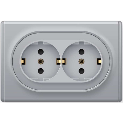 Розетка силовая (штепсельная) Розетка 2-м СП Florence 16А IP20 с заземл. винт. контакты сер. 1E10401302 OneKeyElectro 2172836