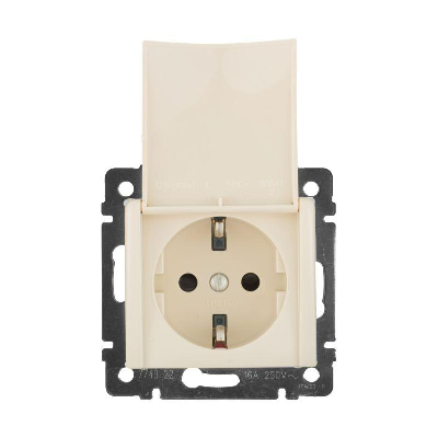 Розетка силовая (штепсельная) Розетка 1-м СП Valena 16А IP21 2P+E с заземл. защ. шторки с крышкой винты механизм сл. кость Leg 774322