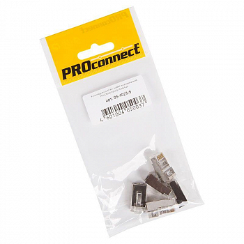 Разъем модульный Джек штекер 8Р8С CAT 5e с экраном (уп.5шт) PROCONNECT 05-1023-9