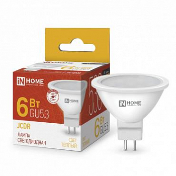 Лампа светодиодная Лампа светодиодная LED-JCDR-VC 6Вт рефлектор 3000К тепл. бел. GU5.3 530лм 170-265В IN HOME 4690612020365