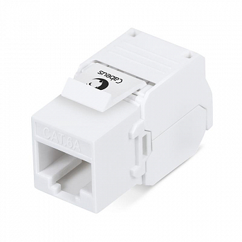 Разъем модульный Вставка Keystone Jack RJ45 (8P8C) кат.6A KJ-RJ45-Cat.6A-180-Toolless 180град. без инструмента Toolless бел. Cabeus 7964c