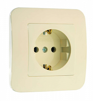 Розетка силовая (штепсельная) Розетка 1-м СП Lillium 16А IP20 с заземл. крем./крем. Makel 70228