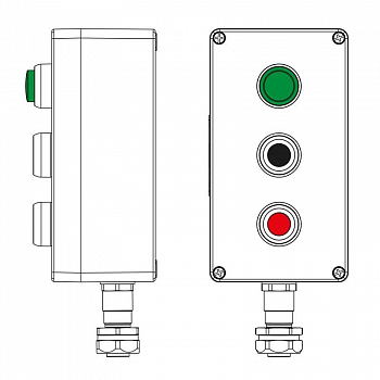 Коробка клеммная Пост управления взрывозащ. из полиэстера CPE-P-04-(1xLG(250)-1xP1B(11)-1xP1R(11))-1xKAEPM2MHK-20(C)1Ex d e IIC Т5 Gb / Ex tbIIIC T95град.C Db IP66/КЗ DKC 2231.041.22.120R