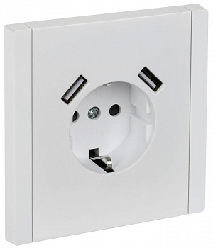 Розетка силовая (штепсельная) Розетка FORTE&PIANO 16А USB A+A 3.1А FP245 с заземл. защ.шторки винт. крепл. бел. IEK FP-R14-16-U21-D31-K01