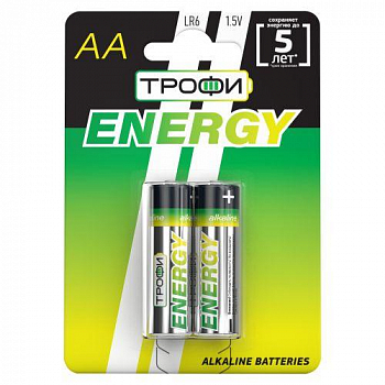 Гальванический элемент Элемент питания алкалиновый AA/LR6 LR6-2BL Eco (блист.2шт) Трофи Б0017045