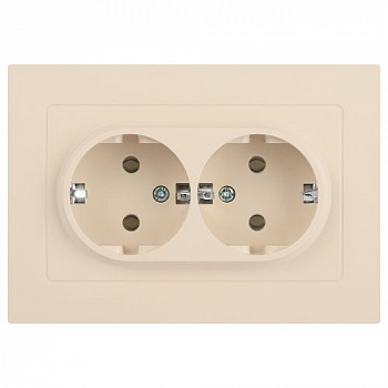 Розетка силовая (штепсельная) Розетка 2-м СП Accent 6-205-02 16А IP20 250В 2P+E Schuko AL/CU сл. кость Intro Б0063489