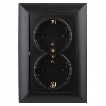 Розетка силовая (штепсельная) Розетка 2-м СП Solo 4-205-05 16А 250В IP20 2х2P+E Schuko с заземл. антрацит Intro Б0053677