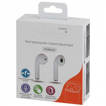 Гарнитура Гарнитура-Bluetooth HSW650White бел. Intro Б0051395