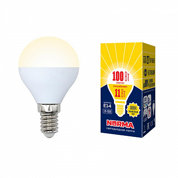 Лампа светодиодная Лампа светодиодная LED-G45-11W/WW/E14/FR/NR Norma 11Вт матовая E14 (упак. картон) Volpe UL-00003832