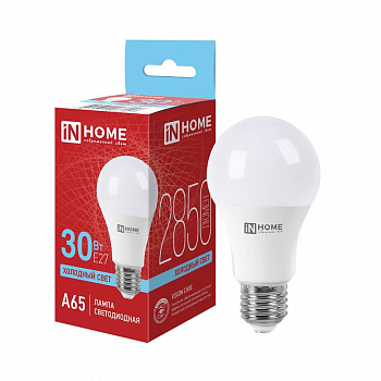 Лампа светодиодная Лампа светодиодная LED-A65-VC 30Вт грушевидная 6500К E27 2850лм 230В IN HOME 4690612066257