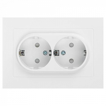 Розетка силовая (штепсельная) Розетка 2-м СП Accent 6-208-01 16А IP20 250В 2P+E Schuko со шторками AL/CU бел. Intro Б0063528