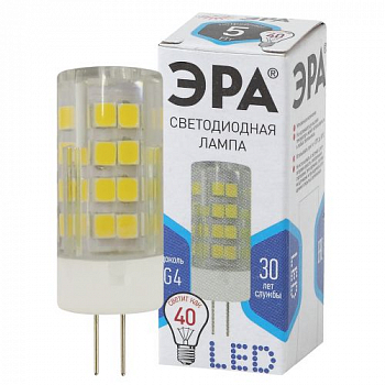 Лампа светодиодная Лампа светодиодная JC-5w-220V-corn ceramics-840-G4 400лм ЭРА Б0027858