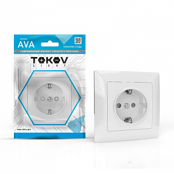Розетка силовая (штепсельная) Розетка 1-м СП AVA 16А IP20 с заземл. защ. шторки в сборе бел. TOKOV ELECTRIC TKL-AV-R1FZSF-C01