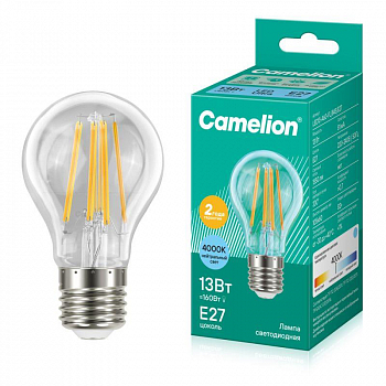 Лампа светодиодная Лампа светодиодная филаментная LED13-A60-FL/845/E27 13Вт 220В Camelion 13717