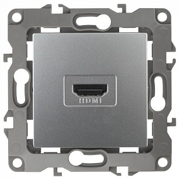 Вставка/крышка для коммуникационных технологий Розетка 12-3114-03 HDMI алюм. ЭРА Б0027483