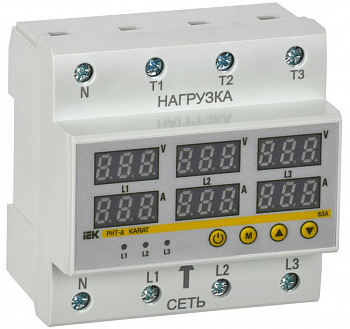 Реле напряжения Реле напряжения и тока РНТ-д трехфазное 90мм 63А IEK IVC41-3-63