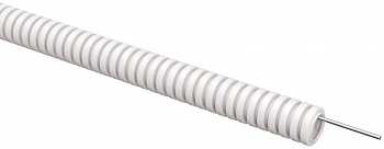 Труба гофрированная пластиковая Труба гофрированная ПВХ d16мм с протяжкой бел. (уп.100м) ELASTA IEK ET-TG21-121-016-100-K01