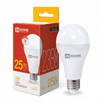 Лампа светодиодная Лампа светодиодная LED-A65-VC 25Вт грушевидная 3000К тепл. бел. E27 2380лм 230В IN HOME 4690612024066