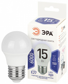 Лампа светодиодная Лампа светодиодная STD LED P45-15W-860-E27 15Вт шар 6000К холод. дневной свет E27 170-265В Эра Б0066833