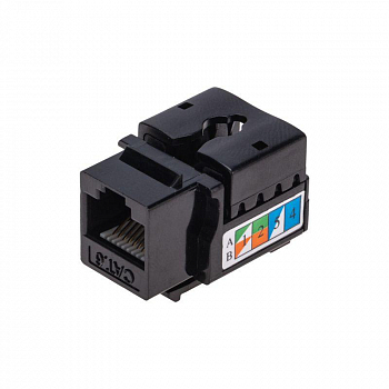 Разъем модульный Модуль Keystone Jack RJ-45(8P8C) кат.6 UTP неэкранир. тип 90град. черн. PRO Rexant 02-0255