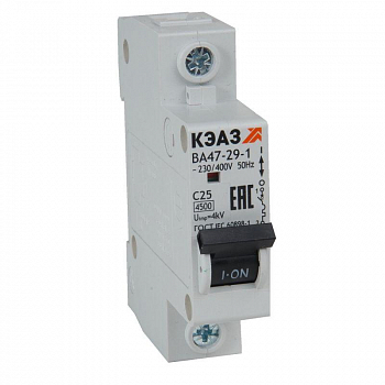 Выключатель автоматический модульный ВА47-29-1B25-УХЛ3 (4.5кА) КЭАЗ 318184
