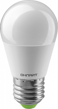 Лампа светодиодная Лампа светодиодная 90 463 OLL-G45-15-230-6.5K-E27-FR 15Вт шар 6500К холод. бел. E27 1500лм 176-264В ОНЛАЙТ 90463