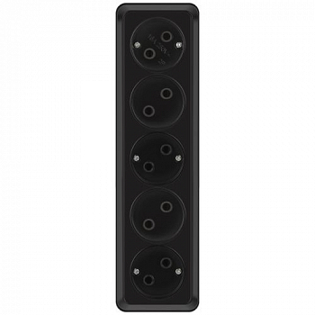 Розетка силовая (штепсельная) Розетка 5-м ОП Quadro 2-209-05 16А IP20 5х2P 250В без заземл. антрацит Intro Б0069701
