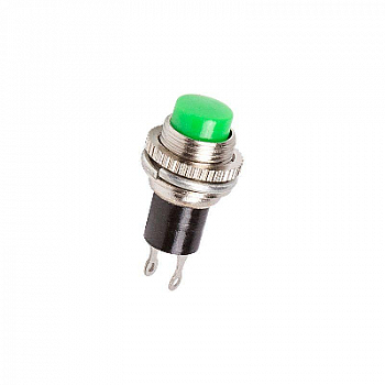 Выключатель-кнопка металл 220В 2А (2с) OFF-(ON) d10.2 зел. Mini (RWD-213) Rexant 36-3333